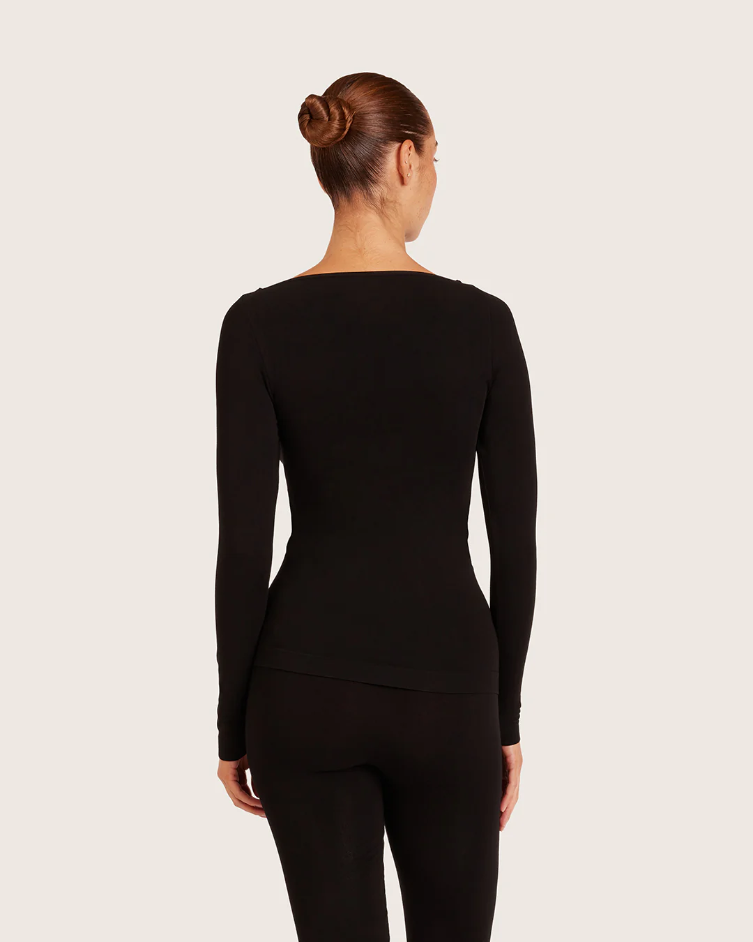 Base Layer Boatneck Long Sleeve Top - Black - Image 3