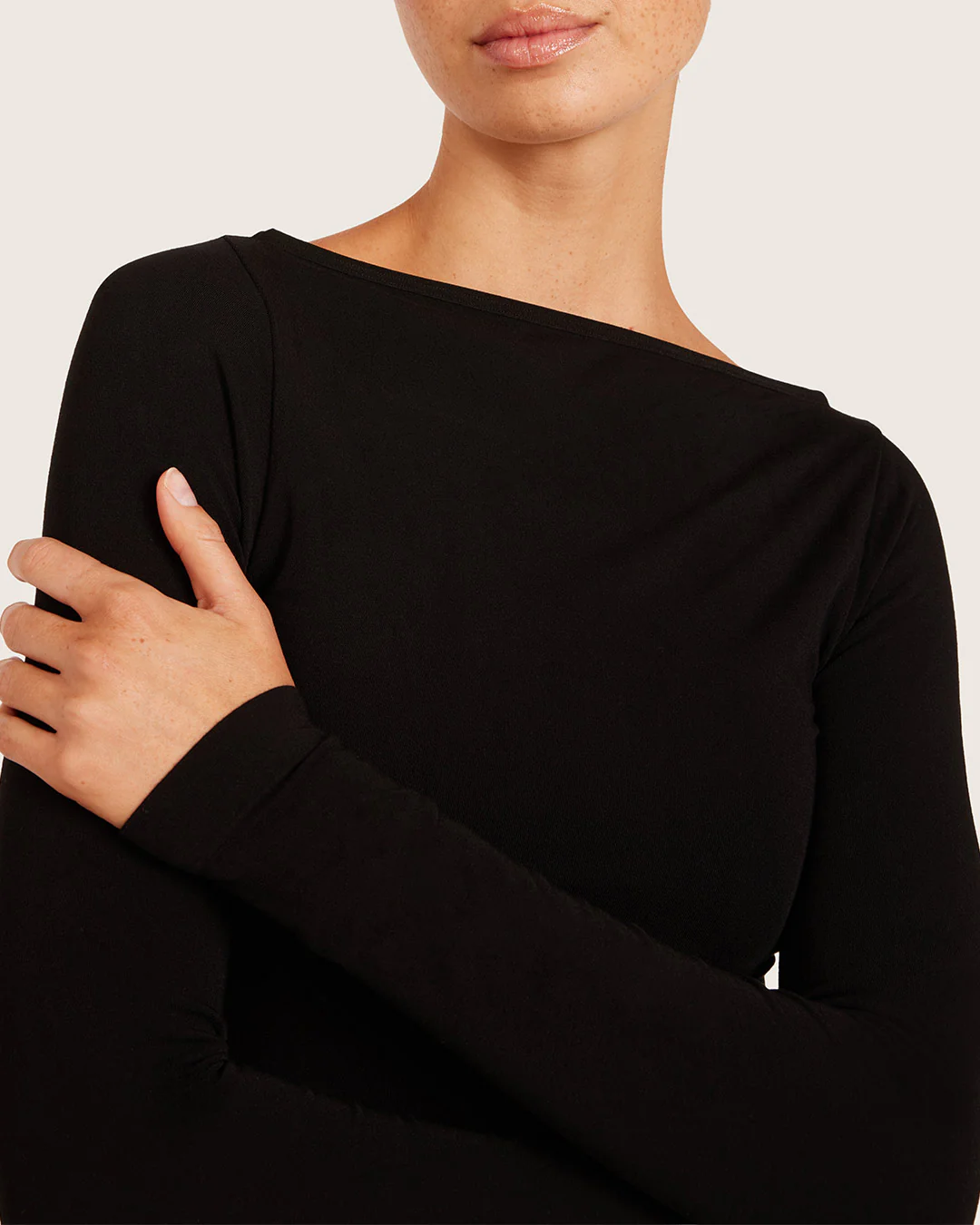 Base Layer Boatneck Long Sleeve Top - Black - Image 4