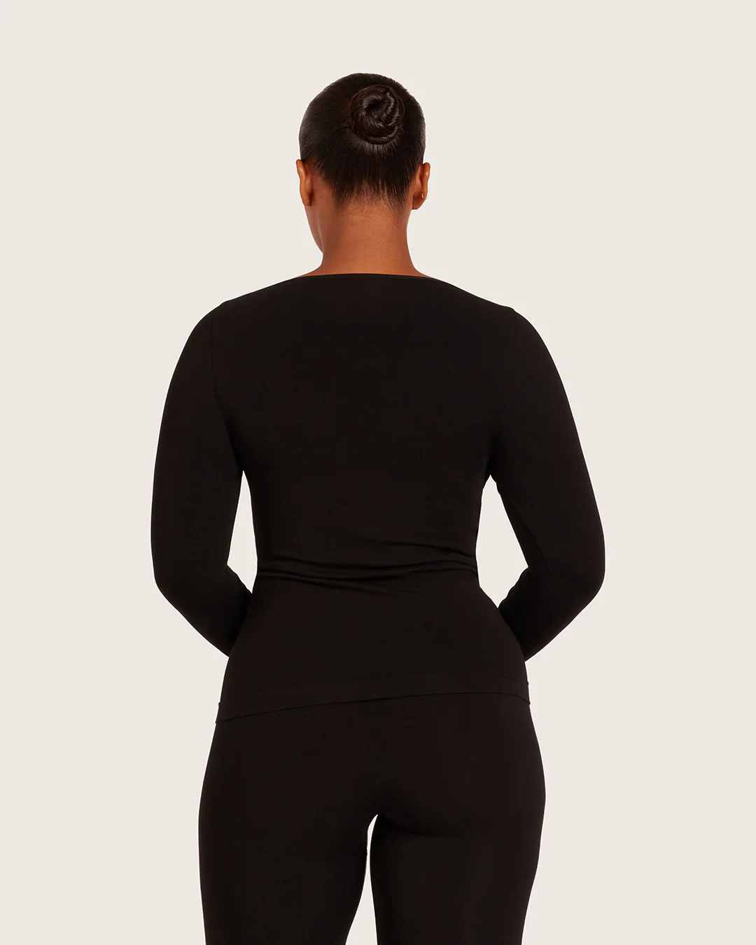 Base Layer Boatneck Long Sleeve Top - Black - Image 8