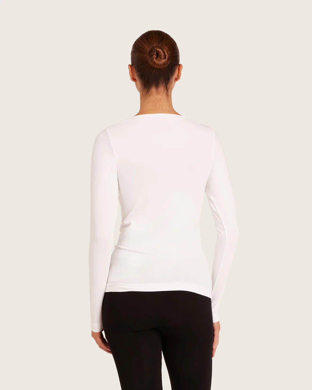 Base Layer Boatneck Long Sleeve Top - White - Image 4
