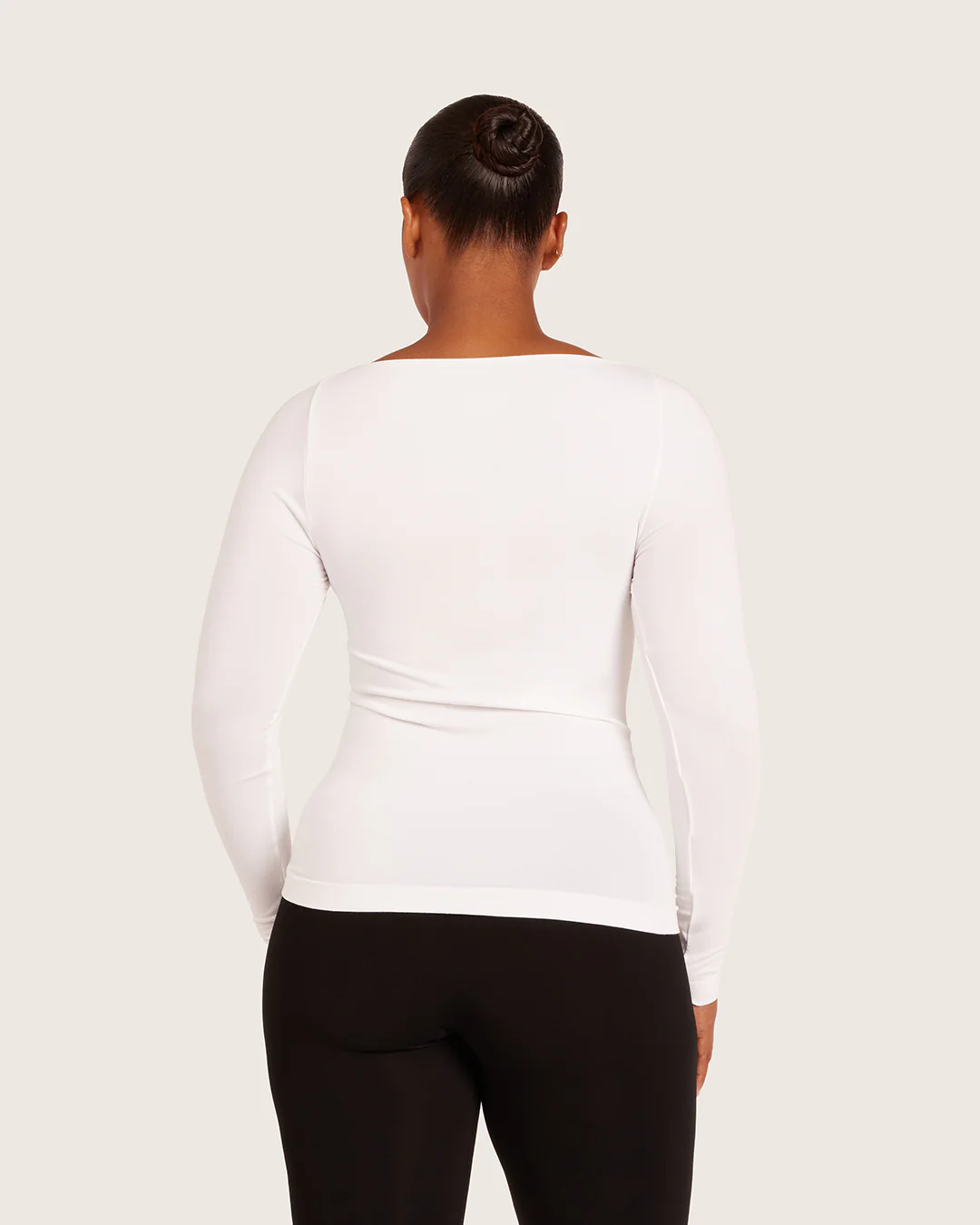 Base Layer Boatneck Long Sleeve Top - White - Image 7