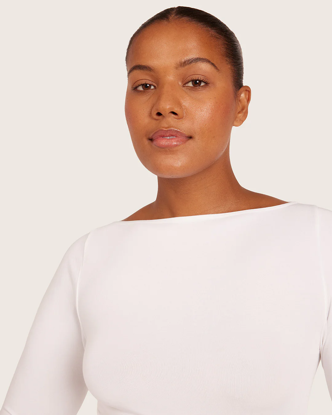 Base Layer Boatneck Long Sleeve Top - White - Image 8
