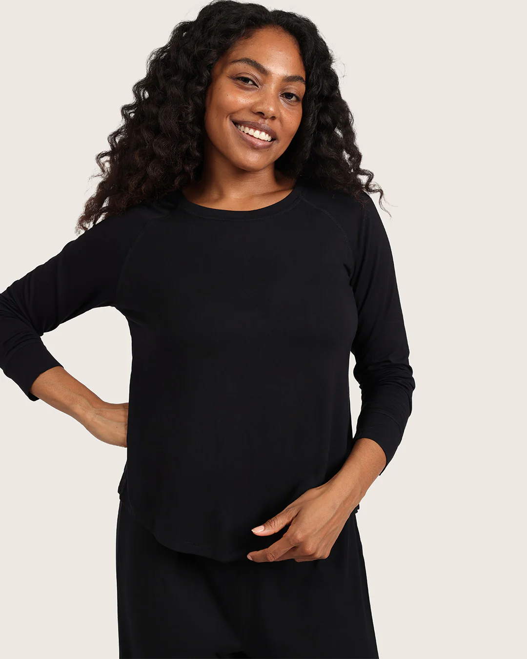 Goodnight Raglan Sleep Top - Black - Image 15