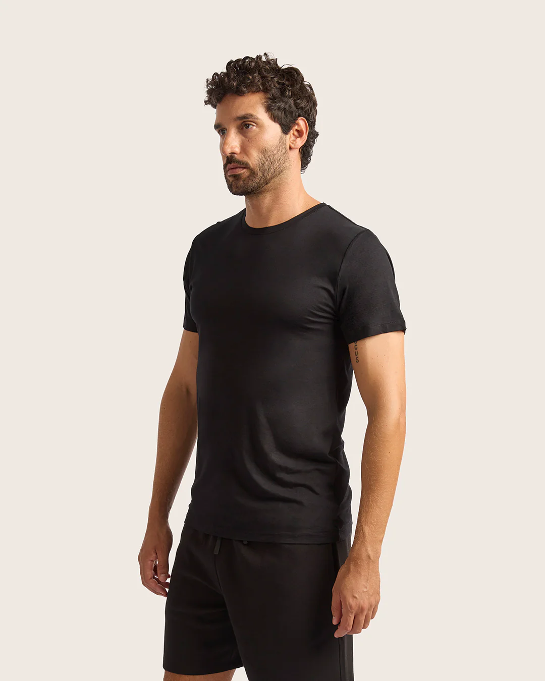 Men's Base Layer Crew Neck T-Shirt - Black - Image 3