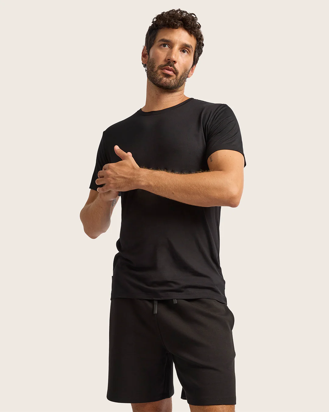Men's Base Layer Crew Neck T-Shirt - Black - Image 5