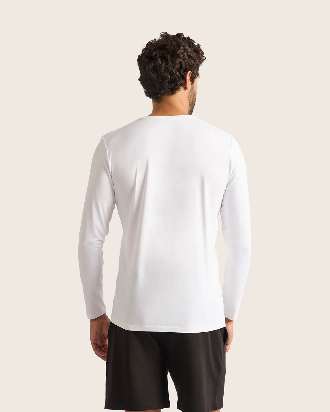 Men's Base Layer Long Sleeve Crew Neck T-Shirt - White - Image 3