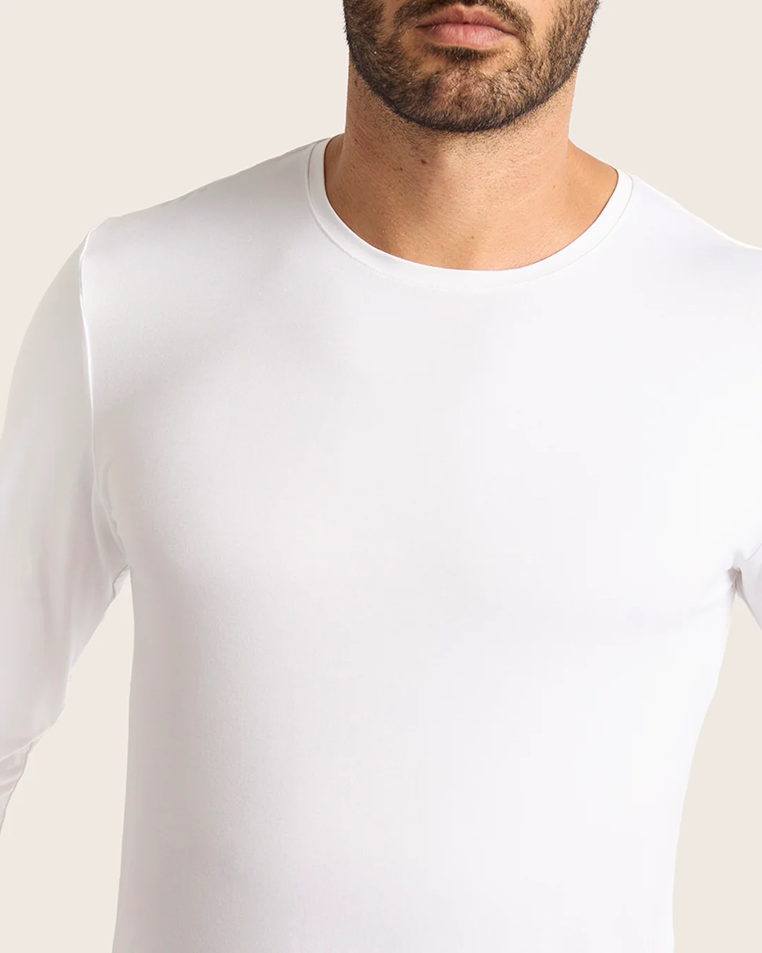 Men's Base Layer Long Sleeve Crew Neck T-Shirt - White - Image 4