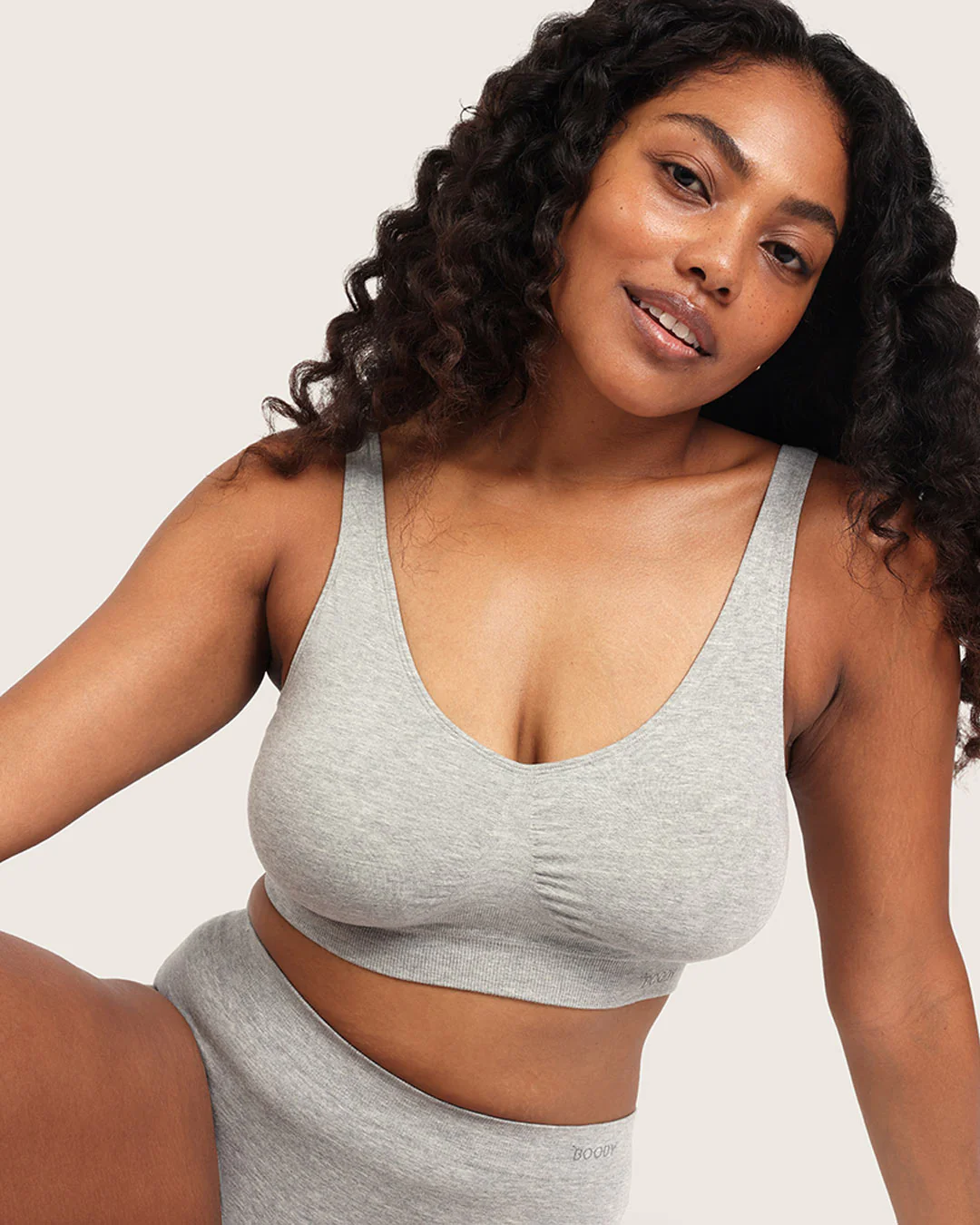 Seamfree Padded Crop Bra - Light Grey Marl - Image 10