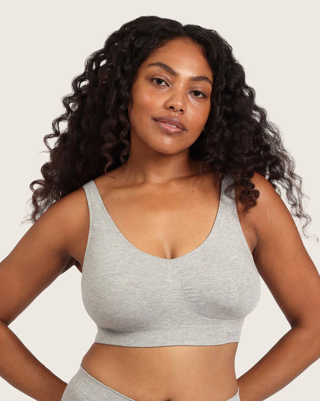 Seamfree Padded Crop Bra - Light Grey Marl - Image 6