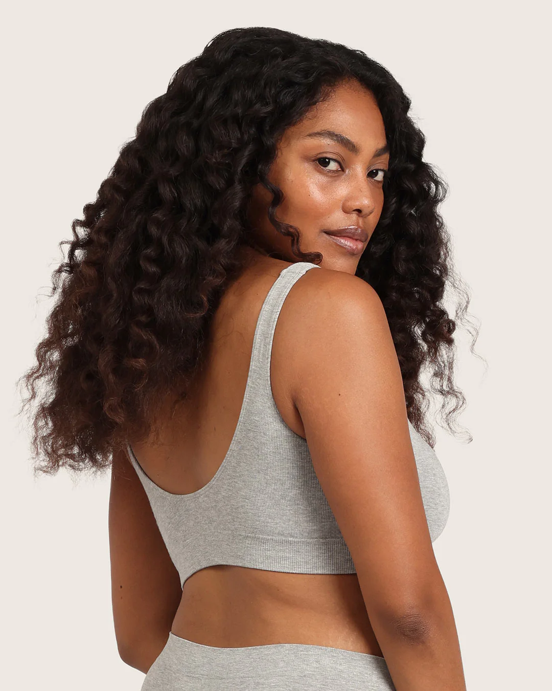 Seamfree Padded Crop Bra - Light Grey Marl - Image 7