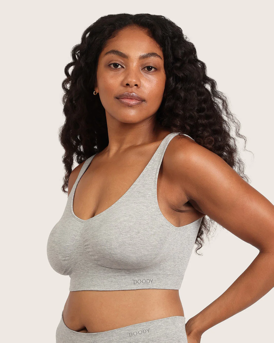 Seamfree Padded Crop Bra - Light Grey Marl - Image 8