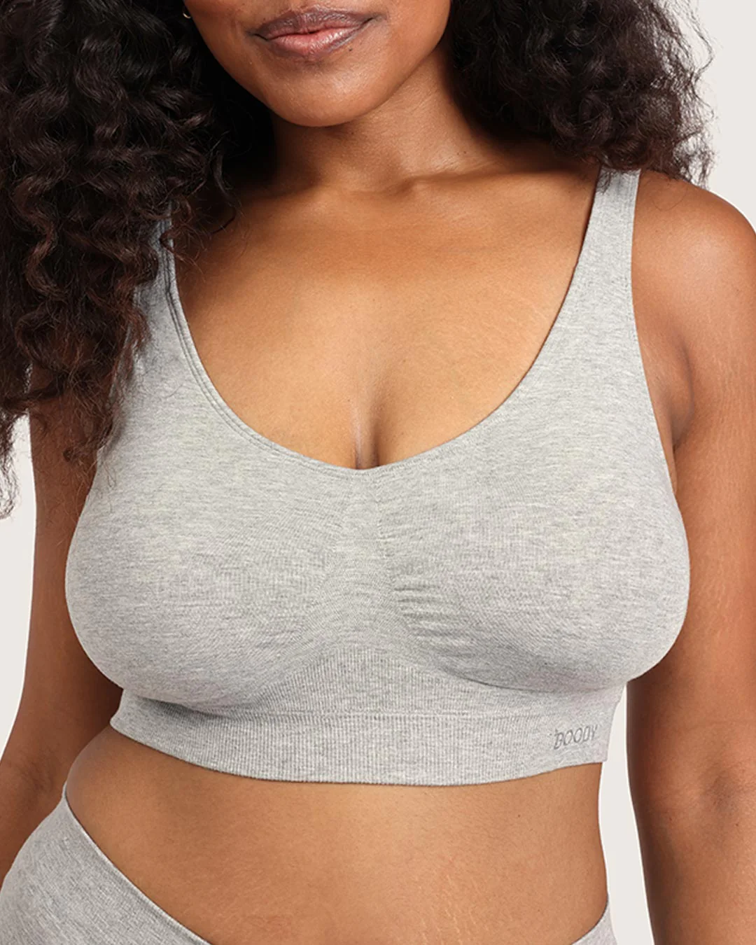 Seamfree Padded Crop Bra - Light Grey Marl - Image 9