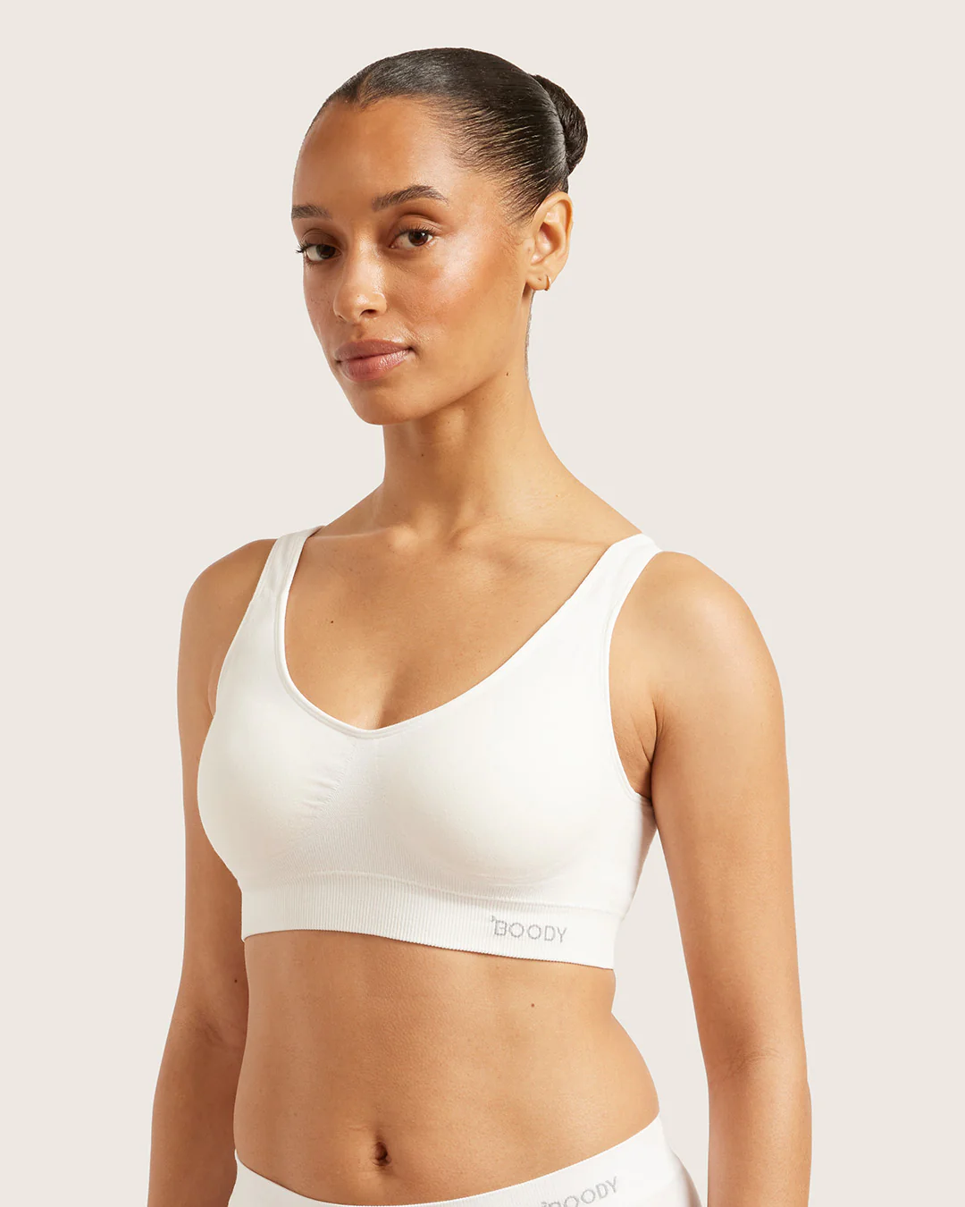 Seamfree Padded Crop Bra - White - Image 3