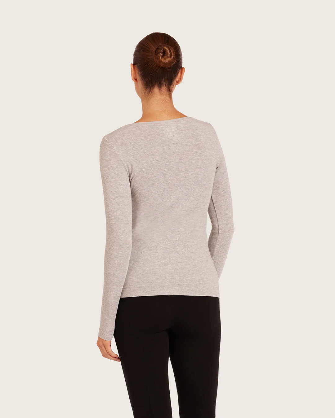 Women's Base Layer Long Sleeve Top - Light Grey Marl - Image 3