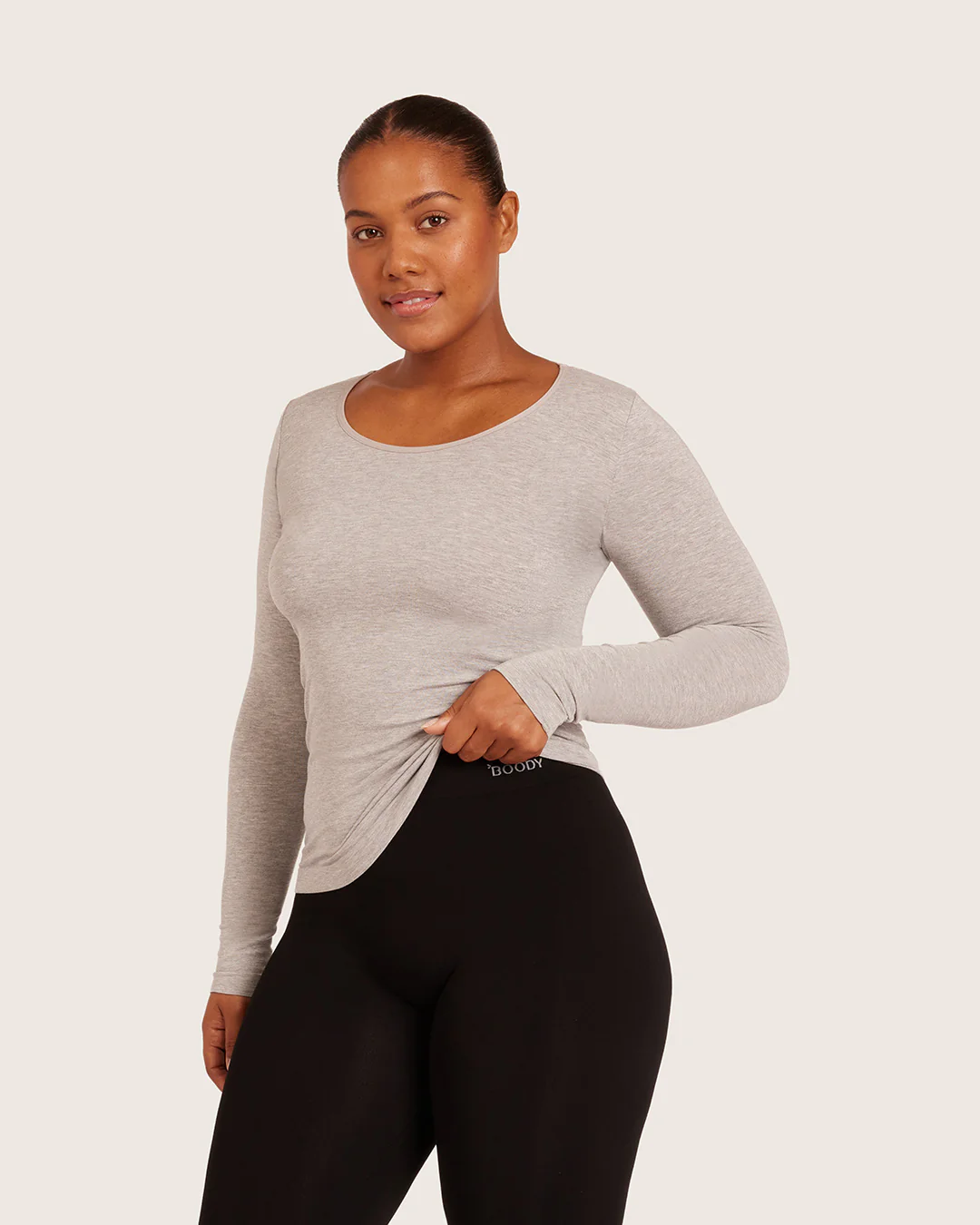 Women's Base Layer Long Sleeve Top - Light Grey Marl - Image 5