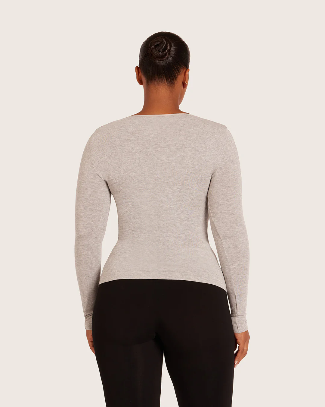 Women's Base Layer Long Sleeve Top - Light Grey Marl - Image 6