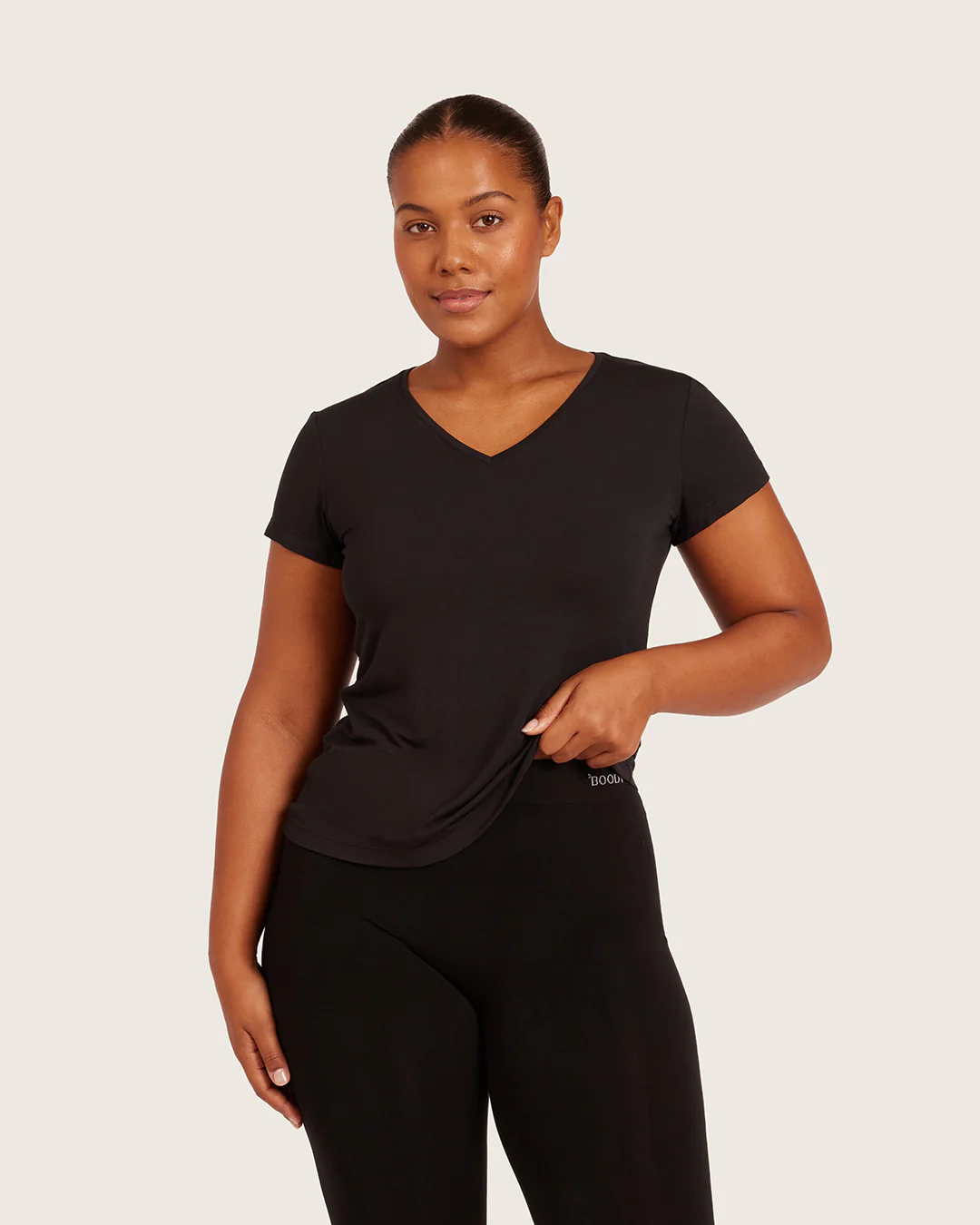 Women's Base Layer V-Neck T-Shirt - Black - Image 5