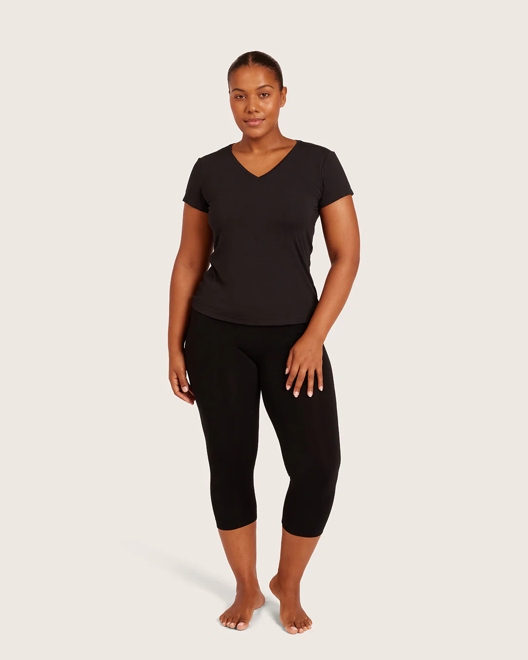 Women's Base Layer V-Neck T-Shirt - Black - Image 9
