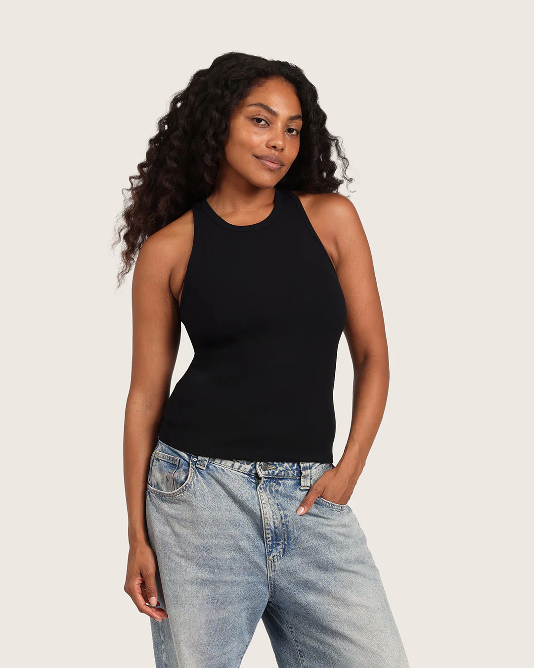 Women's Ribbed Racerback Tank - Black - Image 12