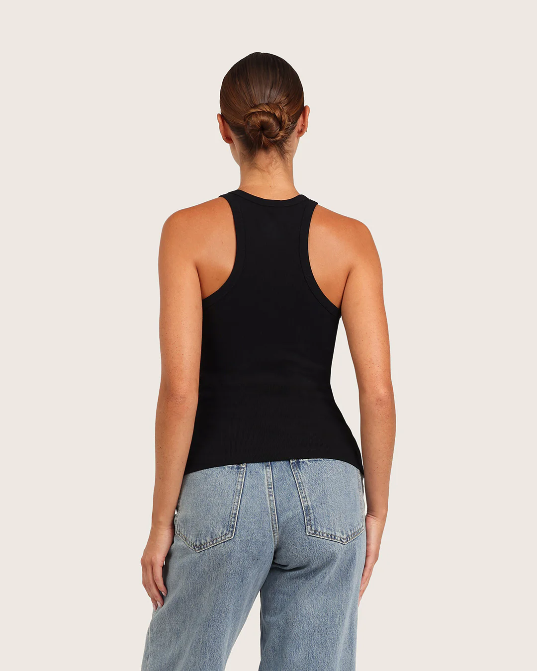 Women's Ribbed Racerback Tank - Black - Image 4