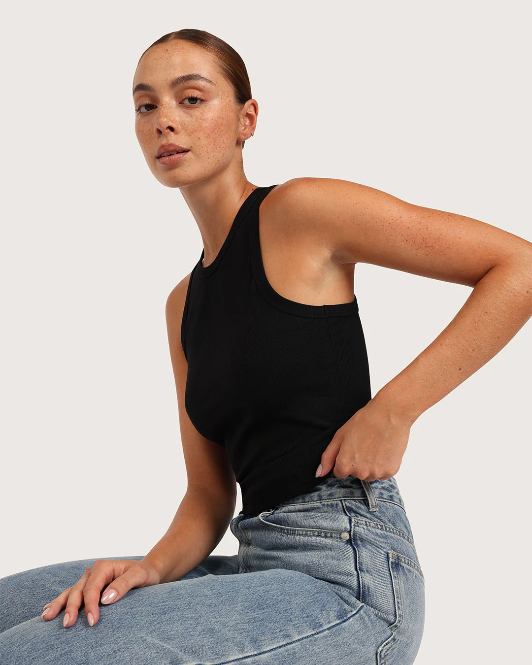 Women's Ribbed Racerback Tank - Black - Image 6