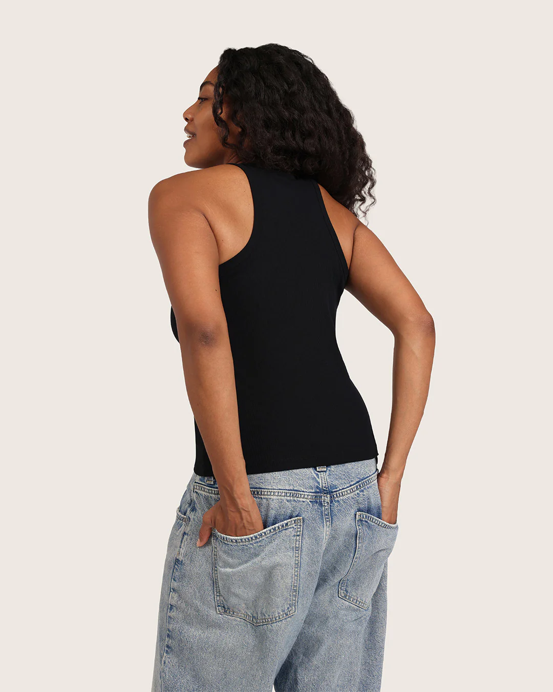 Women's Ribbed Racerback Tank - Black - Image 9