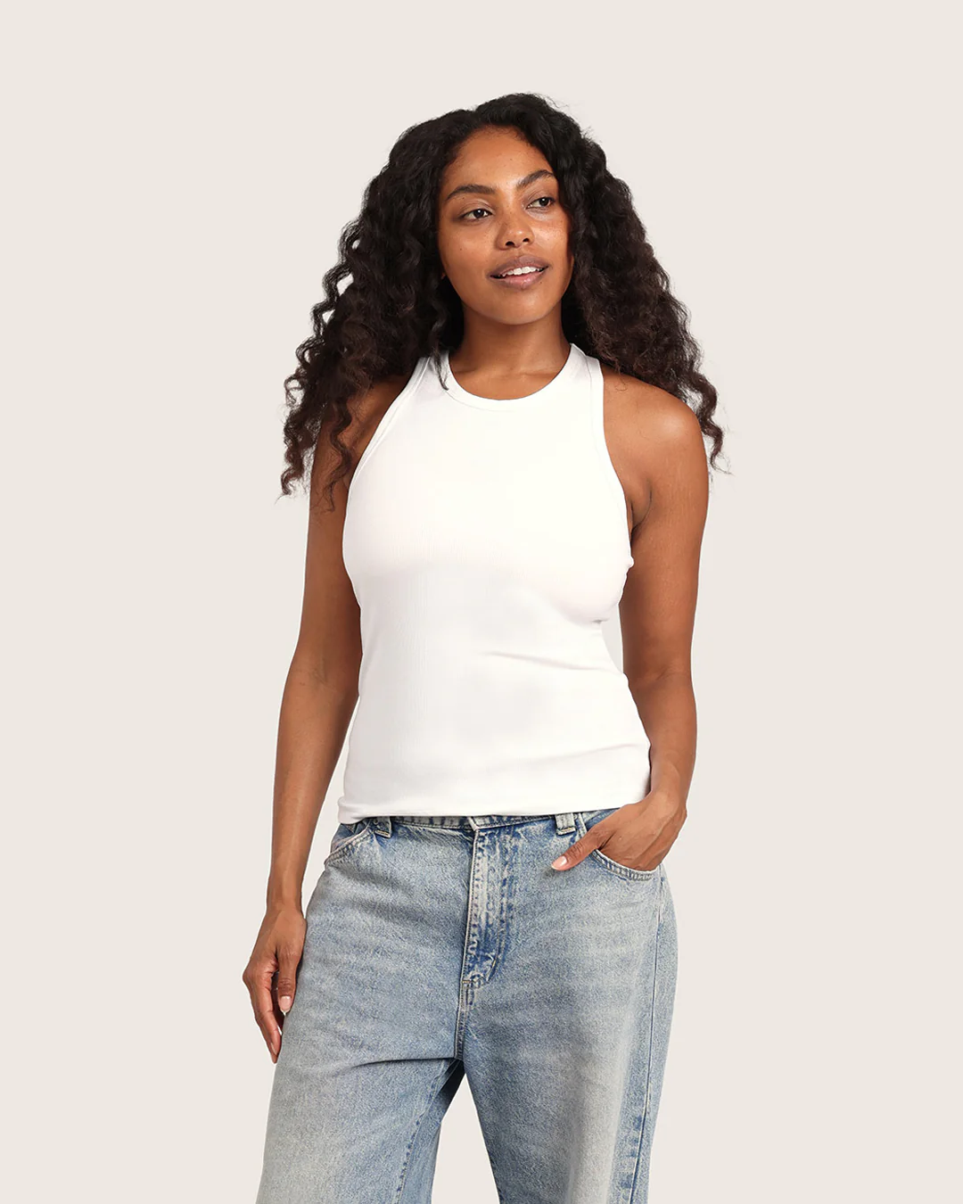 Women's Ribbed Racerback Tank - White - Image 12