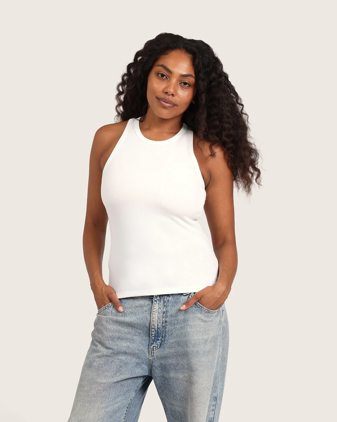 Women's Ribbed Racerback Tank - White - Image 14