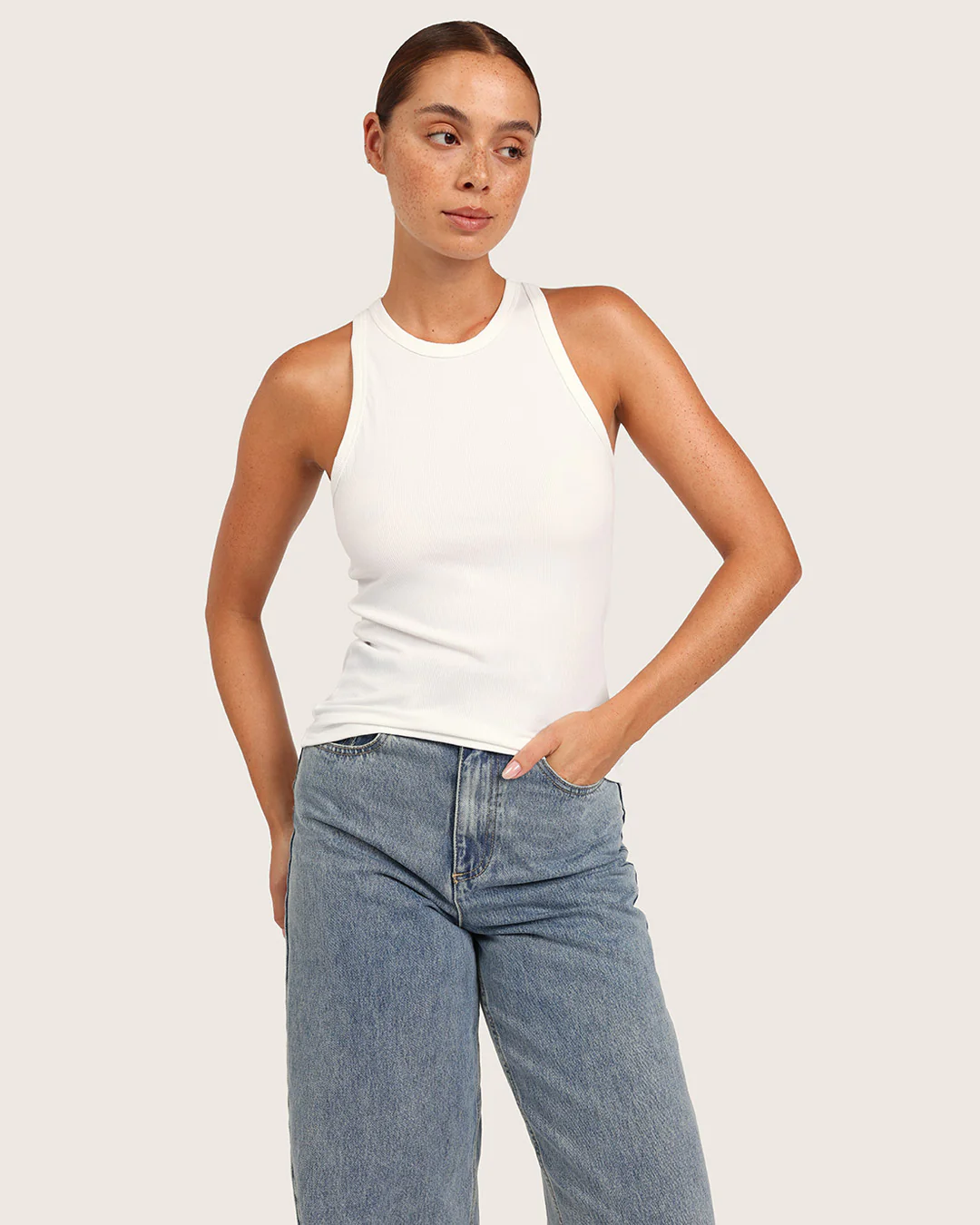 Women's Ribbed Racerback Tank - White - Image 6